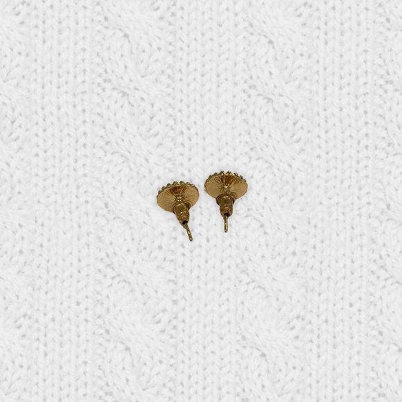 GOLD VERMEIL DAINTY DETAILED STUD EARRINGS - Picture 2 of 2